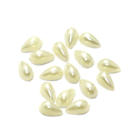 100 Gms 10mm Off White Drop Acrylic Pearl Cabochons Stone