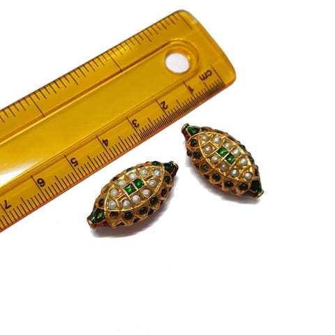 2pcs, 14x27mm, Jadau Beads
