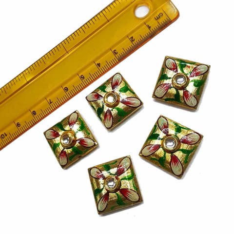 5pcs, 20mm Golden Handpainted Beads For Rakhi, Jewellery Making etc