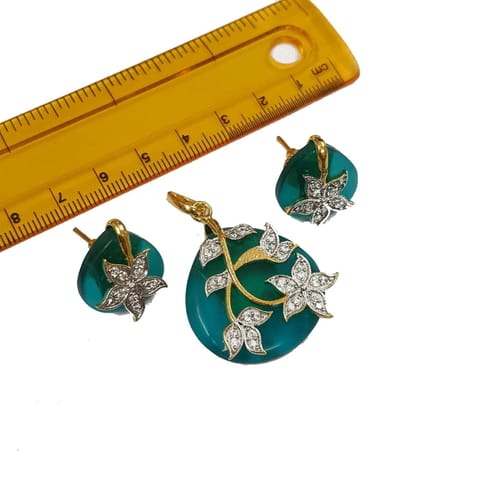 1 pc, AD Stone Pendant- 1.5 inches, Earrings- 0.5 inches