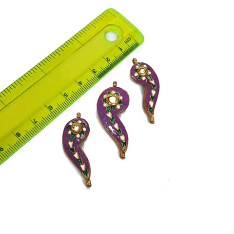 1.5 inches , 3 pcs, Purple Meenakari Pendant Set