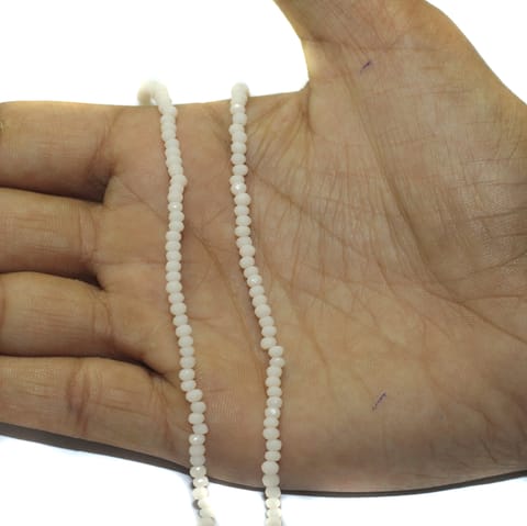 195+Pcs, 2mm off White Crystal Rondelle Faceted Beads 1String