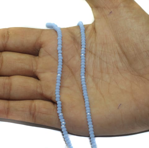 195+Pcs, 2mm Sky Blue Crystal Rondelle Faceted Beads 1String