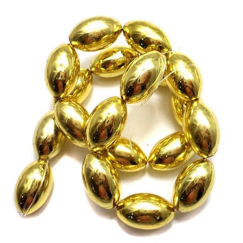 5 Strings Metallic CC Oval Beads Golden 20x12 mm