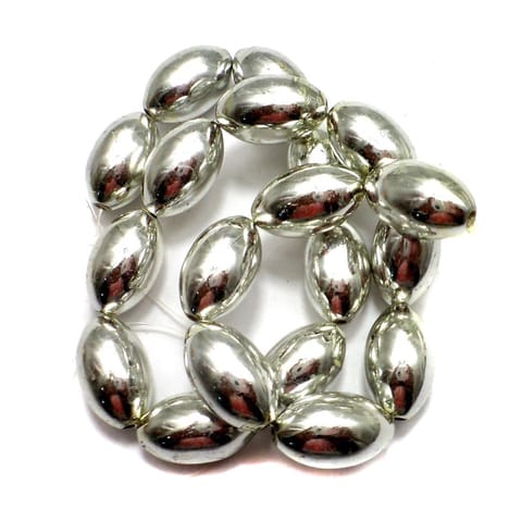 5 Strings Metallic CC Oval Beads Silver 20x12mm
