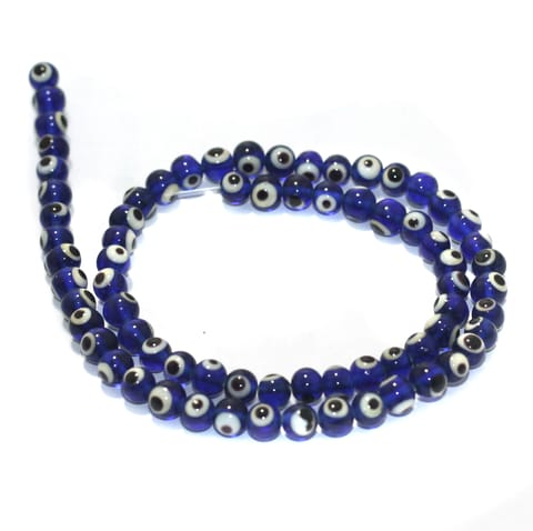 1 String, 6mm Glass Evil Eye Beads