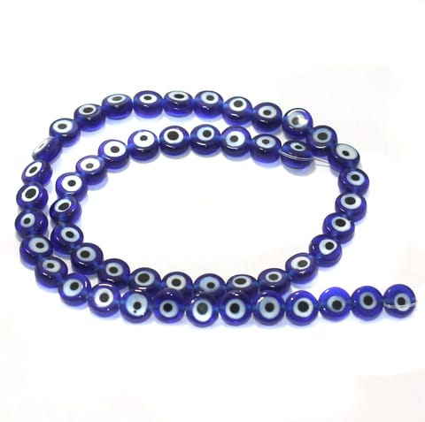 1 String, 8X3.5mm Glass Evil Eye Beads