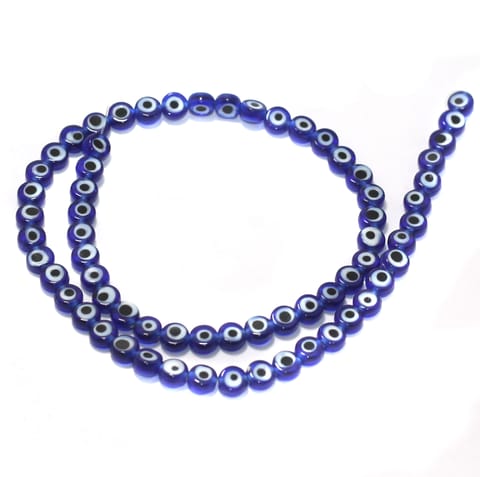 1 String, 6.5X3mm Glass Evil Eye Beads