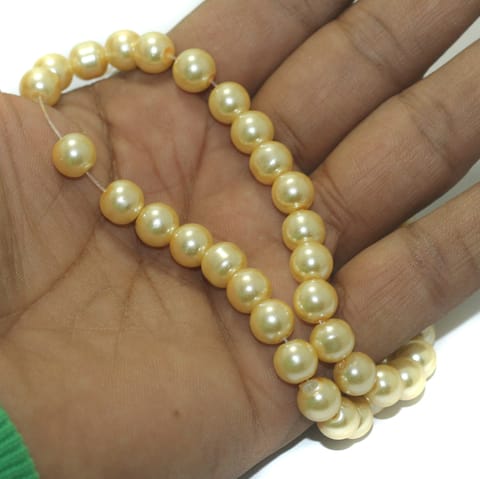 56+ Glass Pearl Round Beads Ivory 8 mm