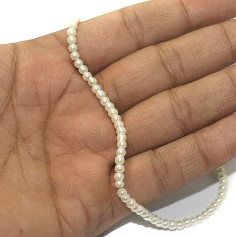 144+ Glass Pearl Round Beads  White 2 mm