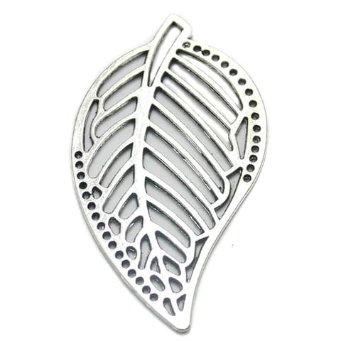 2 Pcs, 2.5 Inches German Silver Leaf Pendant