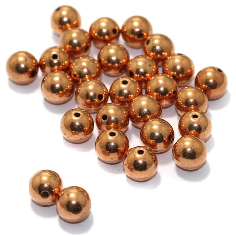 100 Pcs, 10mm Acrylic CCB Round Beads Copper