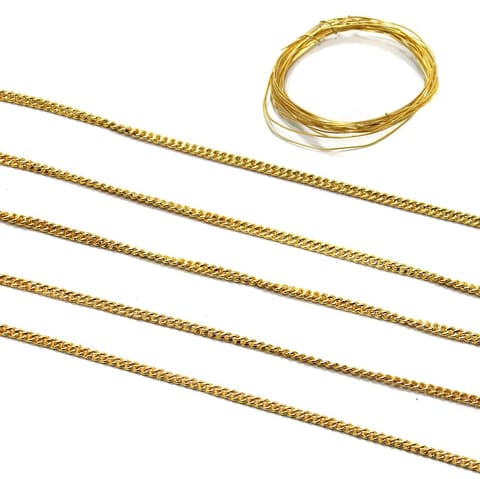 5 Mtr Mirco Plated Golden Chain 2mm With 2 Mtr Wire