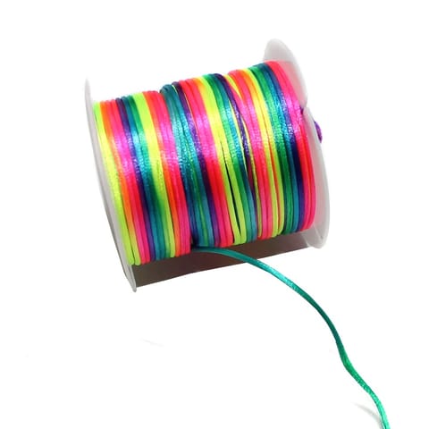 10 Mtrs, 2mm Multicolored Satin Thread Spool
