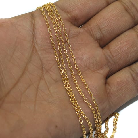 5 Mtrs, 3x2mm Golden Plated Micro Metal Chain