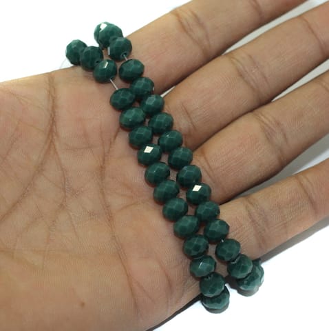 1 String, 8mm Crystal Rondelle Faceted Beads Green