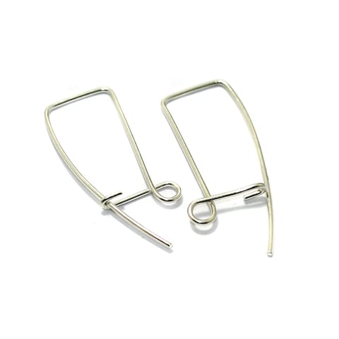2 Pairs Brass Earring Hooks Silver 1.5 Inches