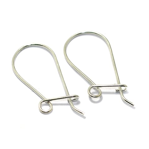 2 Pairs Brass Earring Hooks Silver 1.5 Inches