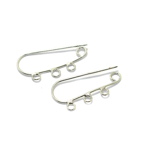 2 Pairs Brass Earring Hooks Silver 1.25 Inches