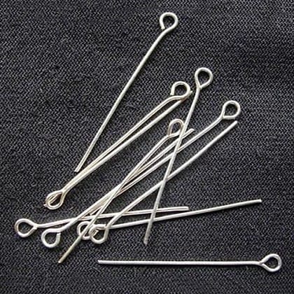 100 Pcs, 0.75 Inch Brass Eye Pins Silver For Jewellery Making