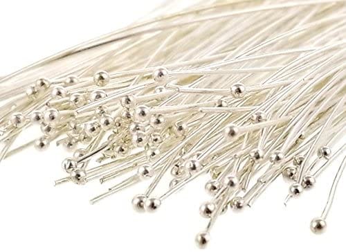 100 Pcs, 1 Inch Brass Ball Pins Silver For Jewellery Making