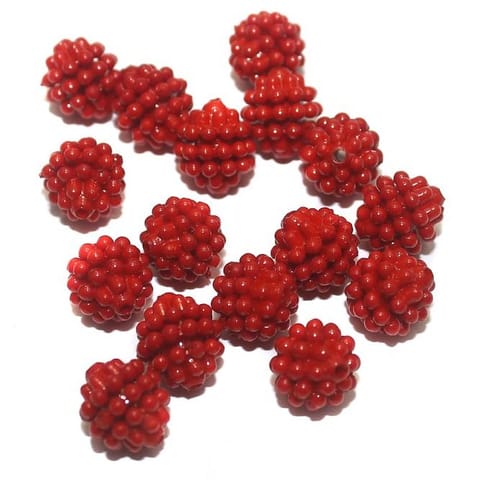 50 Acrylic Round Beads Red 10mm