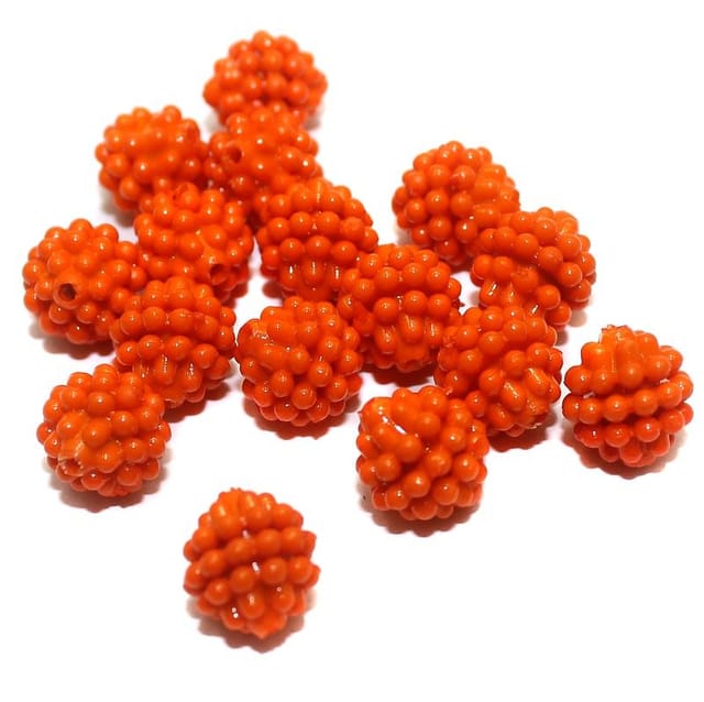 50 Acrylic Round Beads Orange 10mm