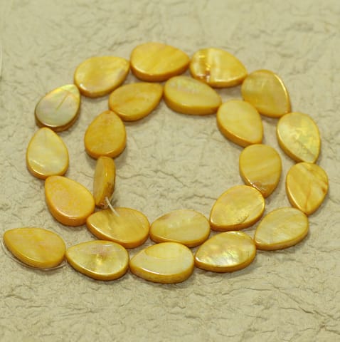 15x10mm Flat Drop Shell Beads Yellow 1 String