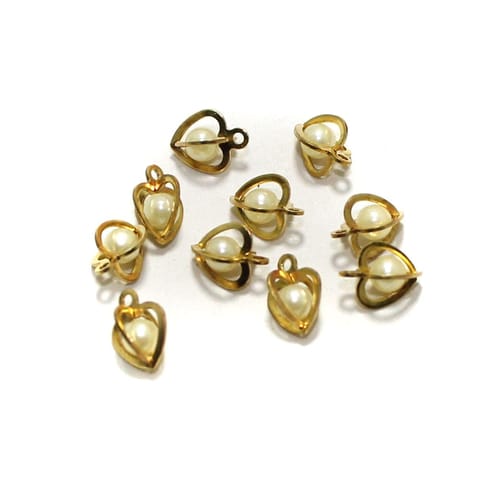 10 Pcs Heart Earrings Components Pearl Charms Size 12x10mm