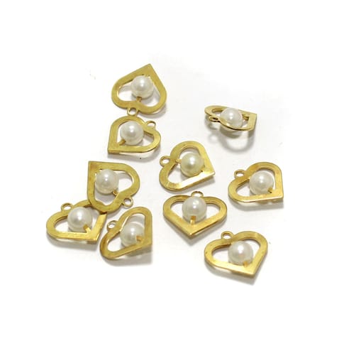10 Pcs Heart Earrings Components Pearl Charms Size 15x15mm