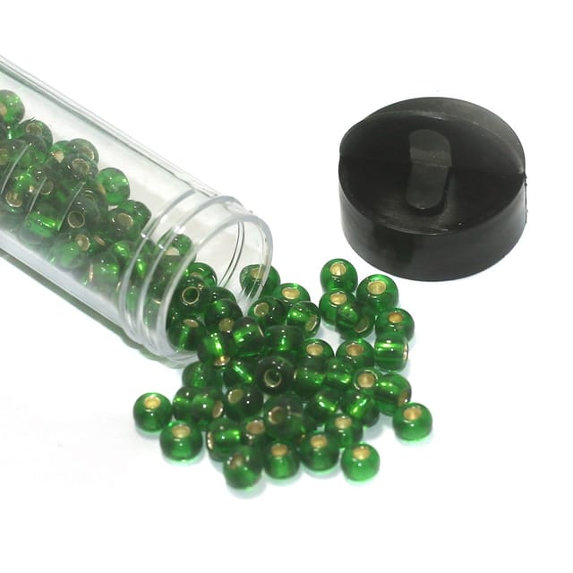 240 Pcs, 5mm Preciosa Seed Beads Silver Line Green 4'0