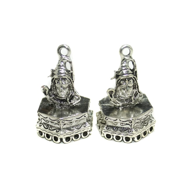 2 Pairs, 31x16mm German Silver Lord Shiva Jhumkis Components