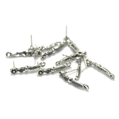 2 Pairs German Silver Earring Components 24x4 mm