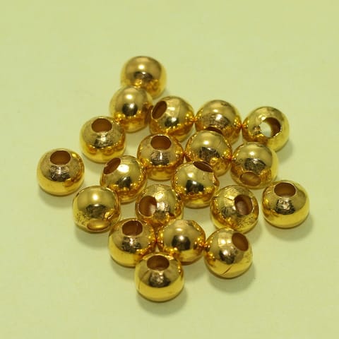 50 Pcs Golden Round Hollow Metal Beads 8x10mm