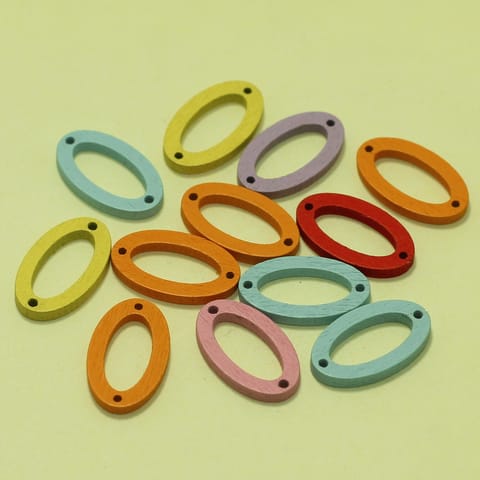 24 Pcs Assorted Oval Wooden Rings 1 Inch