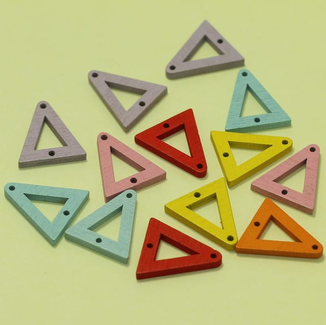 24 Pcs Assorted Triangle Wooden Rings 1 Inch