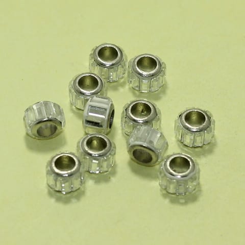 20 Pcs, 12mm Silver Spacer Pendora Beads with Mirrors