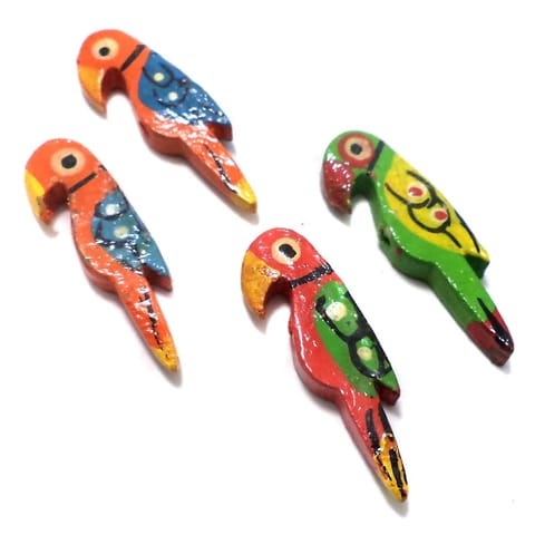 20 Pcs, Wooden Colored Parrot Beads