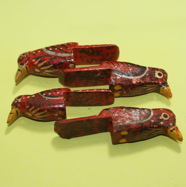 10 Pcs, Wooden Colored Birds Beads