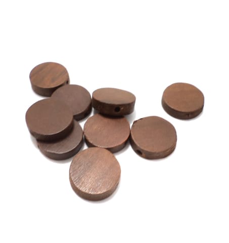 50 Pcs. Wooden Flat Round Beads Chocolate 19 mm
