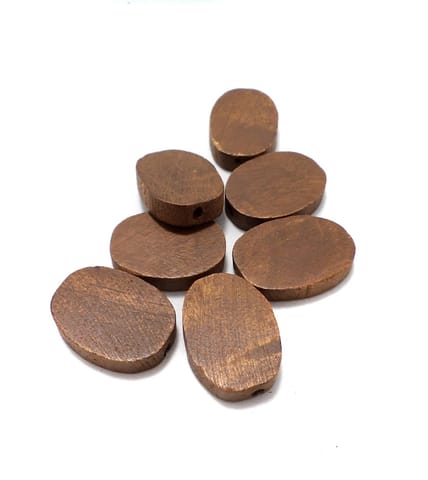 50 Pcs. Wooden Flat Oval Beads Chocolate 24x17 mm