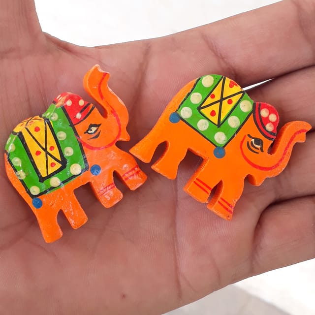 10 Pcs, Wooden Colored Elephant Beads