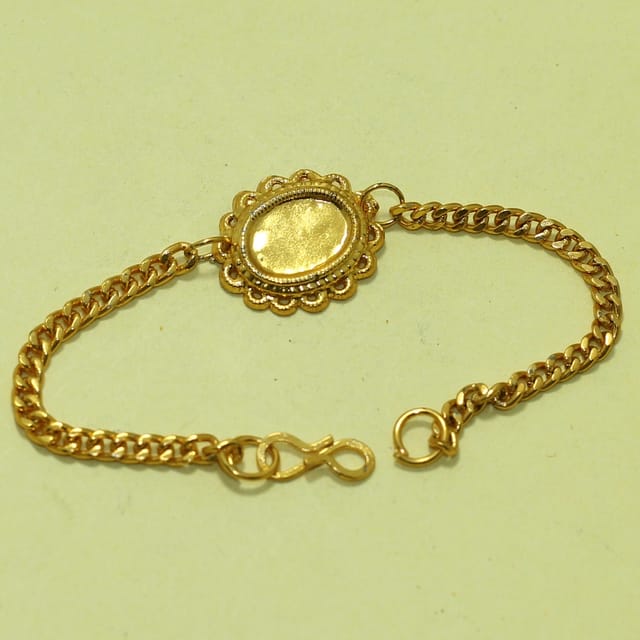 10 Pcs Golden Bracelets With Blank Bezel