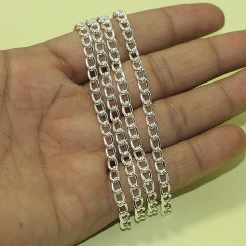 5 Mtrs, 7x4mm Metal Chain Silver