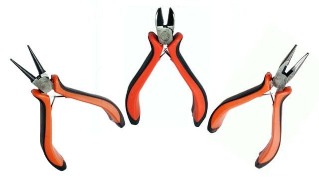 Combo of Mini Round Nose Plier, Flat Nose Plier, Cutting Plier for Jewellery Making 11.5cm (Red, Black) (Pack of 3 Pcs)
