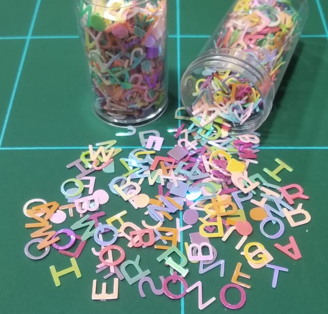 Alphabet Glitter Sequins 6mm for Resin Art, Nail Art, DIY Art & Craft, Decoration Projects (Pack of 12 Bottles/Approx. 5000 Pcs)