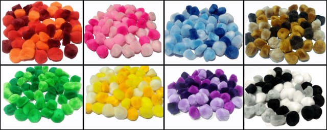 Pompom Balls Soft Fluffy Family of Colors for Art and Craft, Party Decoration 3cm (Pack of 8 Colors / 45Pcs per Pack)
