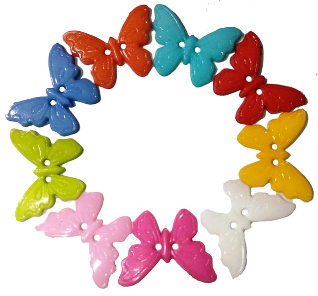 Butterfly Shape Multicolor Plastic Buttons Used in Sewing, Scrap Booking, Art and Craft, Decorations (Pack of 100 Pcs) (18mm)