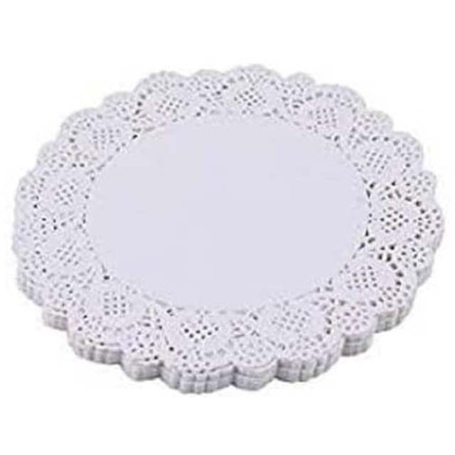 Lace Paper Doilies, Vintage Coasters Placemats Craft Table Cake Decoration Liner for Wedding Birthdays Parties Table Mats (Pack of 100 Pieces) (10cm, White)