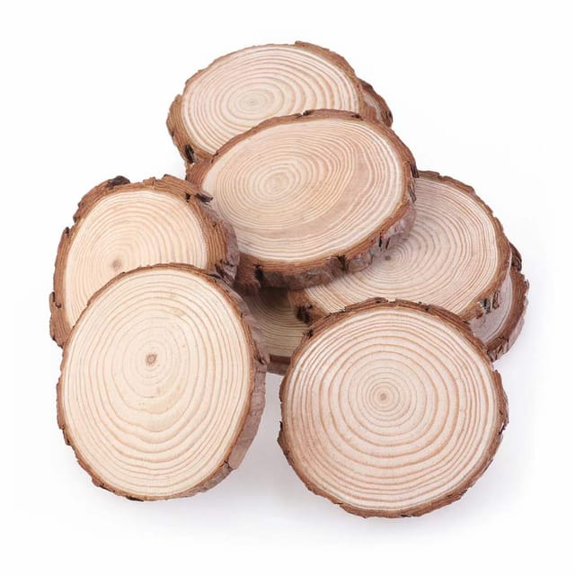Round Wooden Log Natural Bark Coaster/Slices for DIY Craft (5-6 cm, 3)